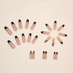 Pink Coffin Nails with Tip and Heart Acrylic Press On Nails