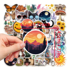 50pcs Cartoon Vinyl Stickers for Water Bottles Laptops Mobile Phones