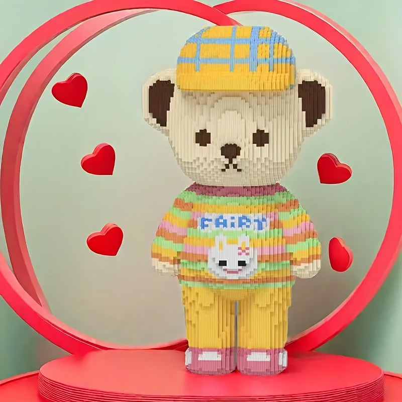 Yellow Hat Teddy Bear Large Building Blocks Educational Puzzle