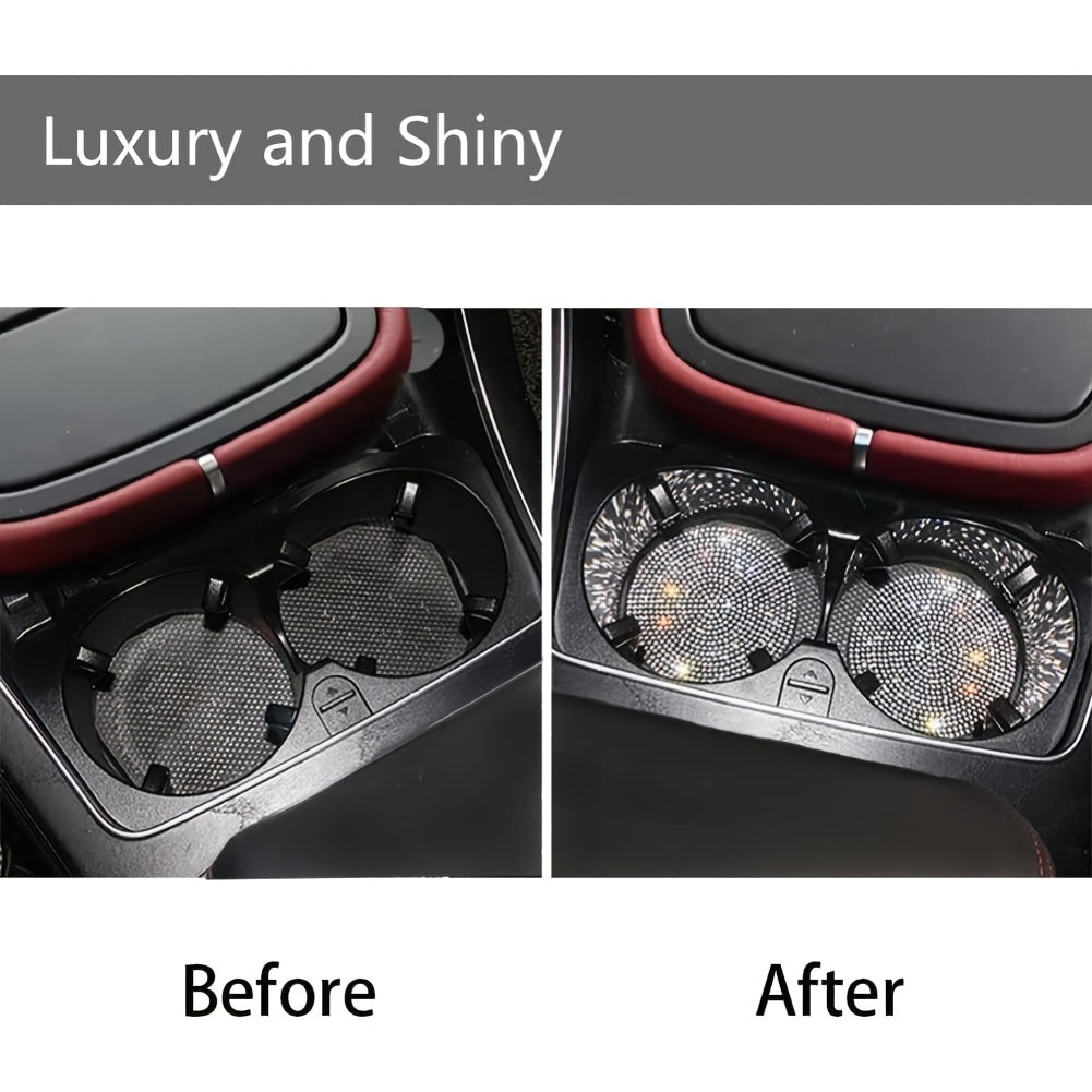 ZukMi 2pcs Bling Car Cup Holder Coaster Anti Slip Universal Vehicle Coasters