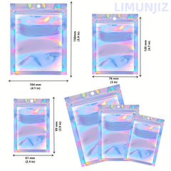 50/100pcs Holographic Storage Bags 2-4-3-9 in 3-4-7 in 4-1-5-9in