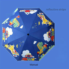 Portable Cartoon Folding Manual Umbrella With Reflective Strip
