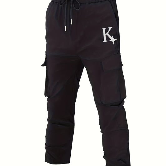 Men's K Pattern Print Cropped Cargo Pants