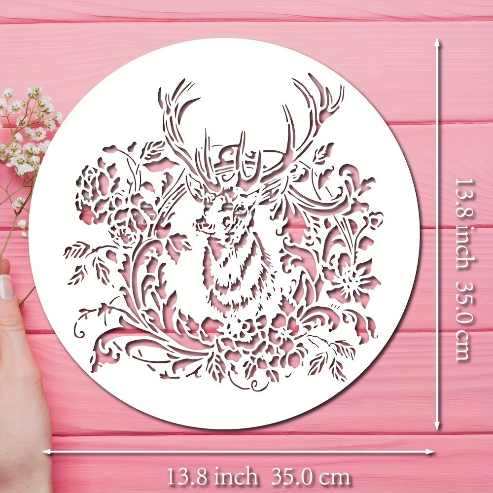 Big Deer Stencil 13.8 Inch Reusable Floral Deer Painting Template