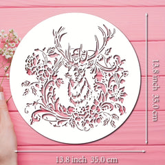 Big Deer Stencil 13.8 Inch Reusable Floral Deer Painting Template