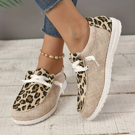Leopard Print Low Top Walking Shoes Lightweight Non slip Casual Sport Shoes