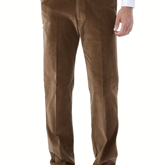 Men's Corduroy Flared Trousers Vintage Style Casual Business Pants