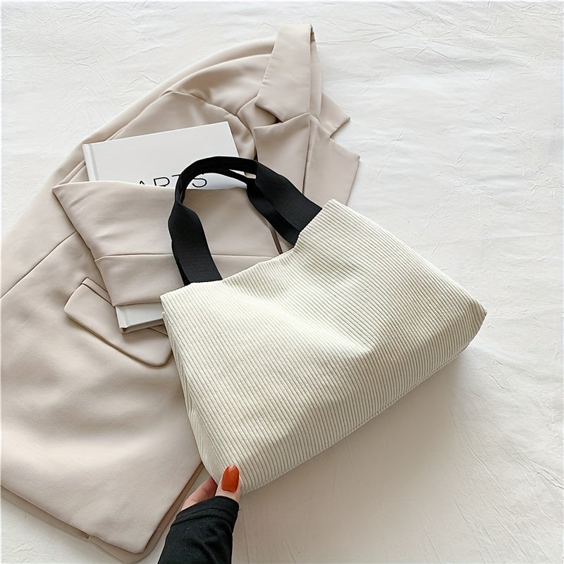 Stylish Solid Tote Bag Retro Style Casual Handbag