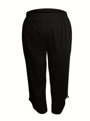 Women's Plus Size High Rise Knot Side Pants With Pockets