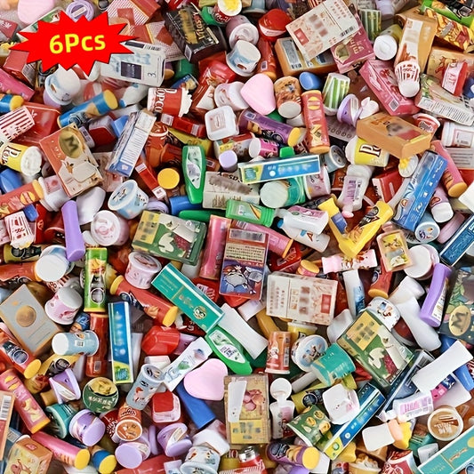 6pcs Mini Supermarket Shop Items Assorted for Dollhouse Decor Collection