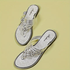 Rhinestone Flip Flops Flat Summer Shoes