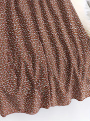  Women's Floral Print Pleated Maxi Skirt