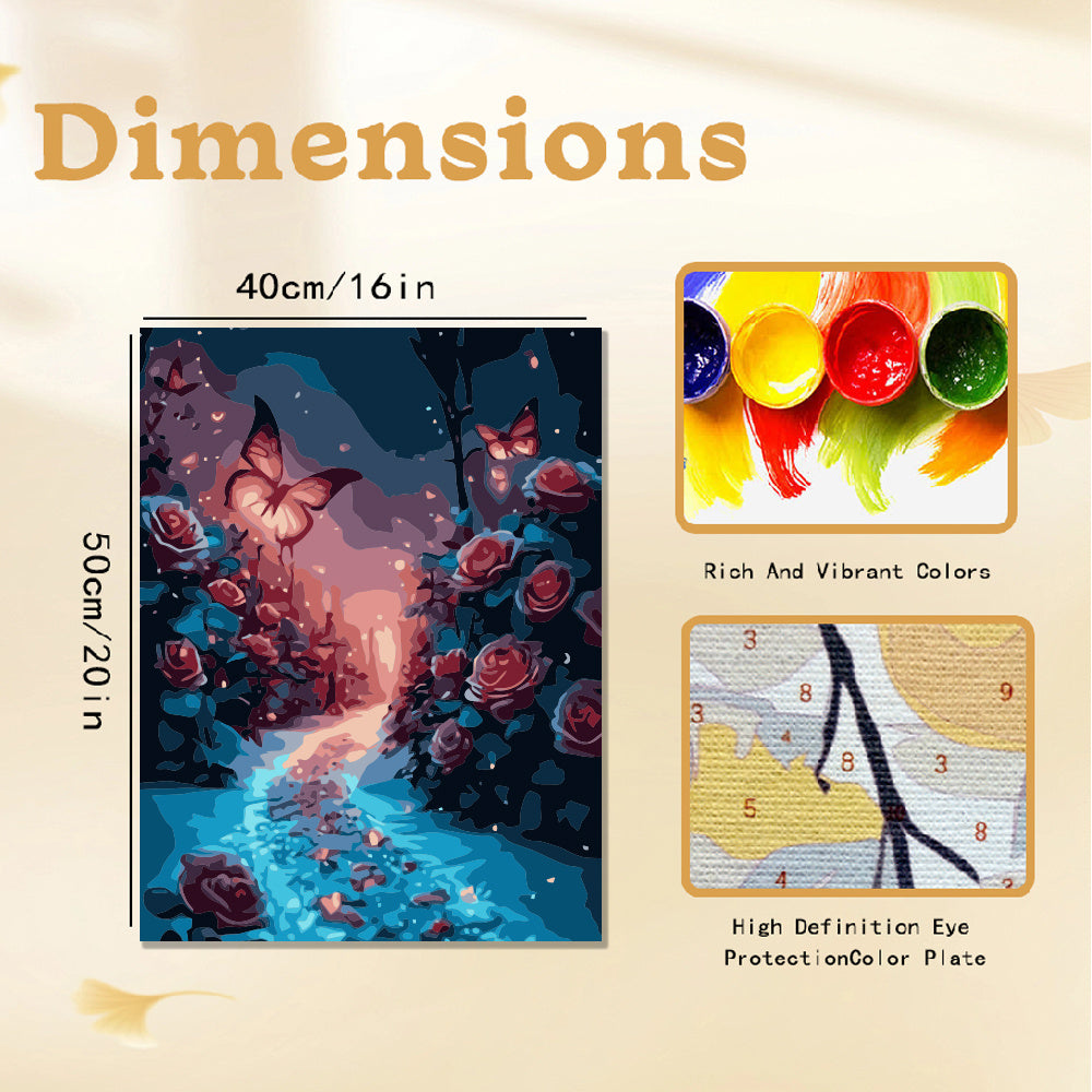 Butterfly Rose & Luminous Mushroom Paint by Numbers Kit, 40x50, Unframed