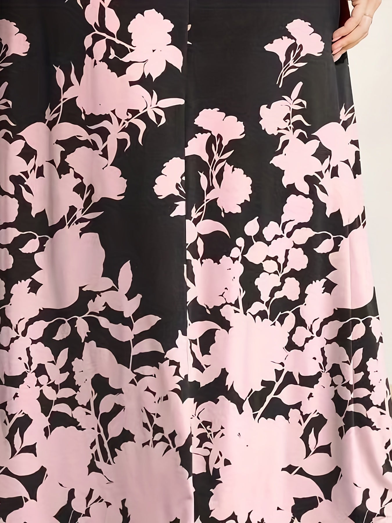 Women's Plus Floral Print Short Sleeve Round Neck Maxi Dress