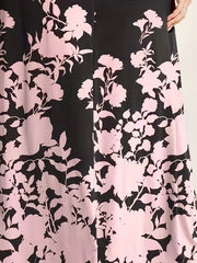 Women's Plus Floral Print Short Sleeve Round Neck Maxi Dress