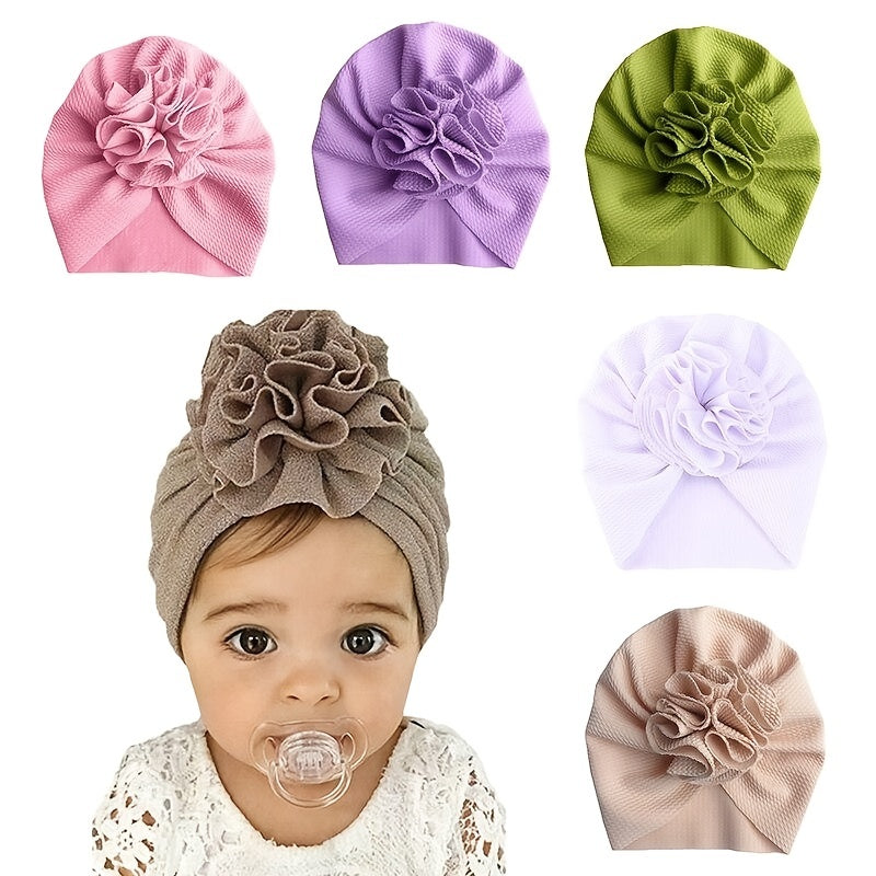 Newborn Infant Flower Beanie Caps Turban For Baby Boys And Girls