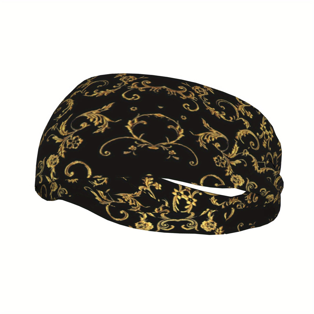 Golden Floral Pattern Sport Headband for Comfortable Wear