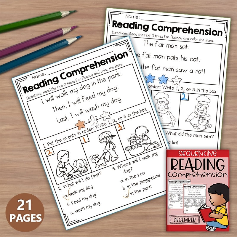 December Sequencing Worksheets: Holiday Reading Comprehension Pack