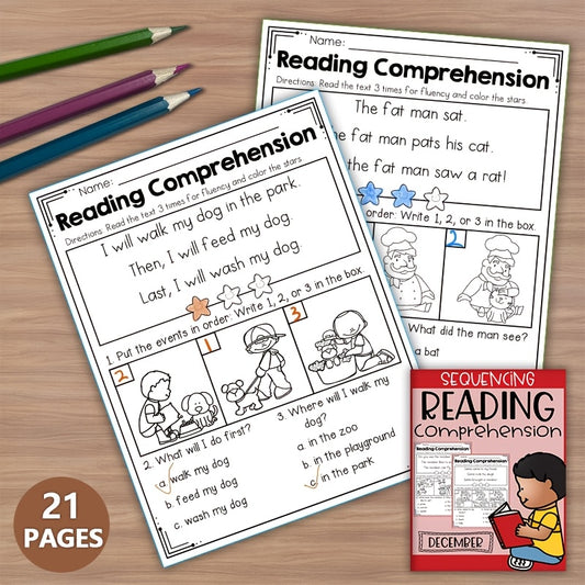December Sequencing Worksheets: Holiday Reading Comprehension Pack