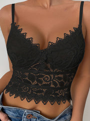 Floral Lace Push Up Cami Coeset Bra Mesh Crop Top Lingerie