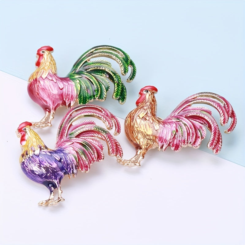 Rooster Brooch Enamel Jewelry Winter Accessories Brooch Pin for Men