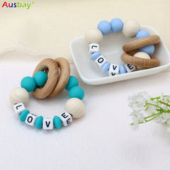 Customizable Wooden Teether Rattle Ring