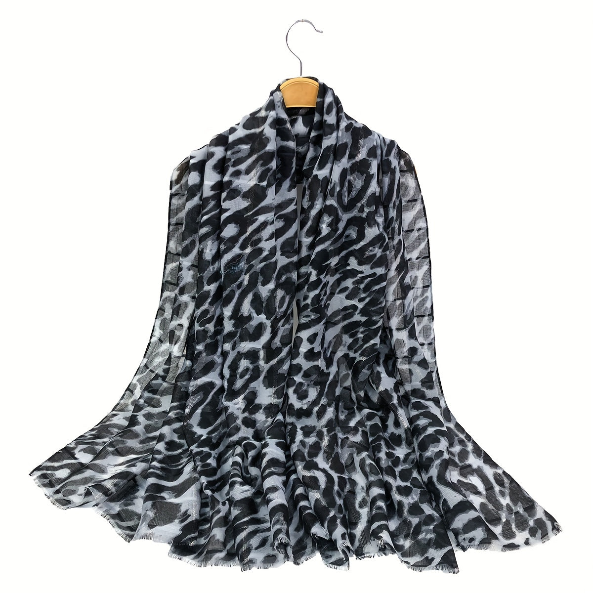 Leopard Print Scarf Vintage Casual Shawl Women Windproof Headwrap