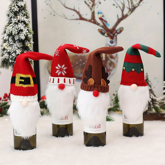 Christmas Gnomes Wine Bottle Cover Santa Decorations