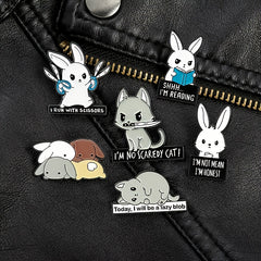 6pcs Animals Alloy Brooch Cartoon Rabbit Hamster Letter Anti-slip Button