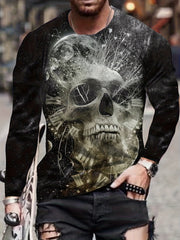 Skull 3D Print Men's Long Sleeve Graphic T-Shirt for Autumn