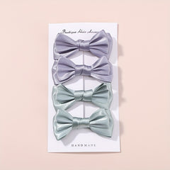 4pcs Handcraft Plain Bow Hair Clip Hair Accessories for Girls Baby Kids