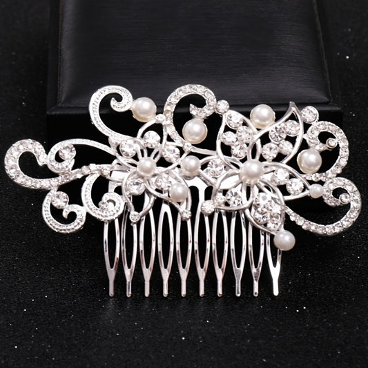 Crystal Faux Pearl Bridal Hair Comb Clip Rhinestone Hairpin Wedding Accessories