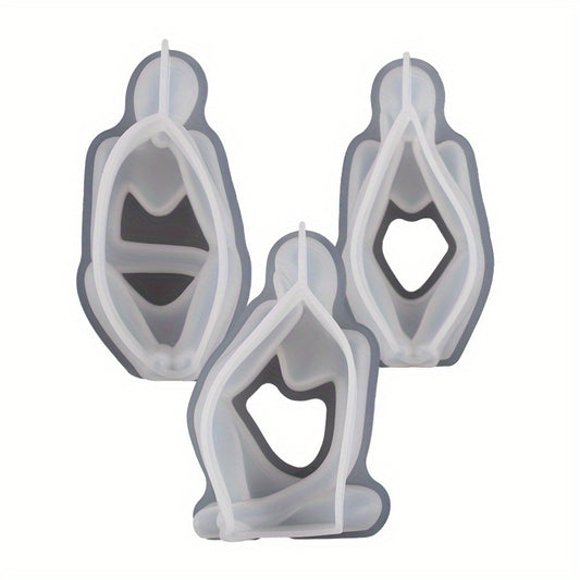 3Pcs Human Silicone Resin Mold Craft DIY Candle Mould Epoxy Casting Molds