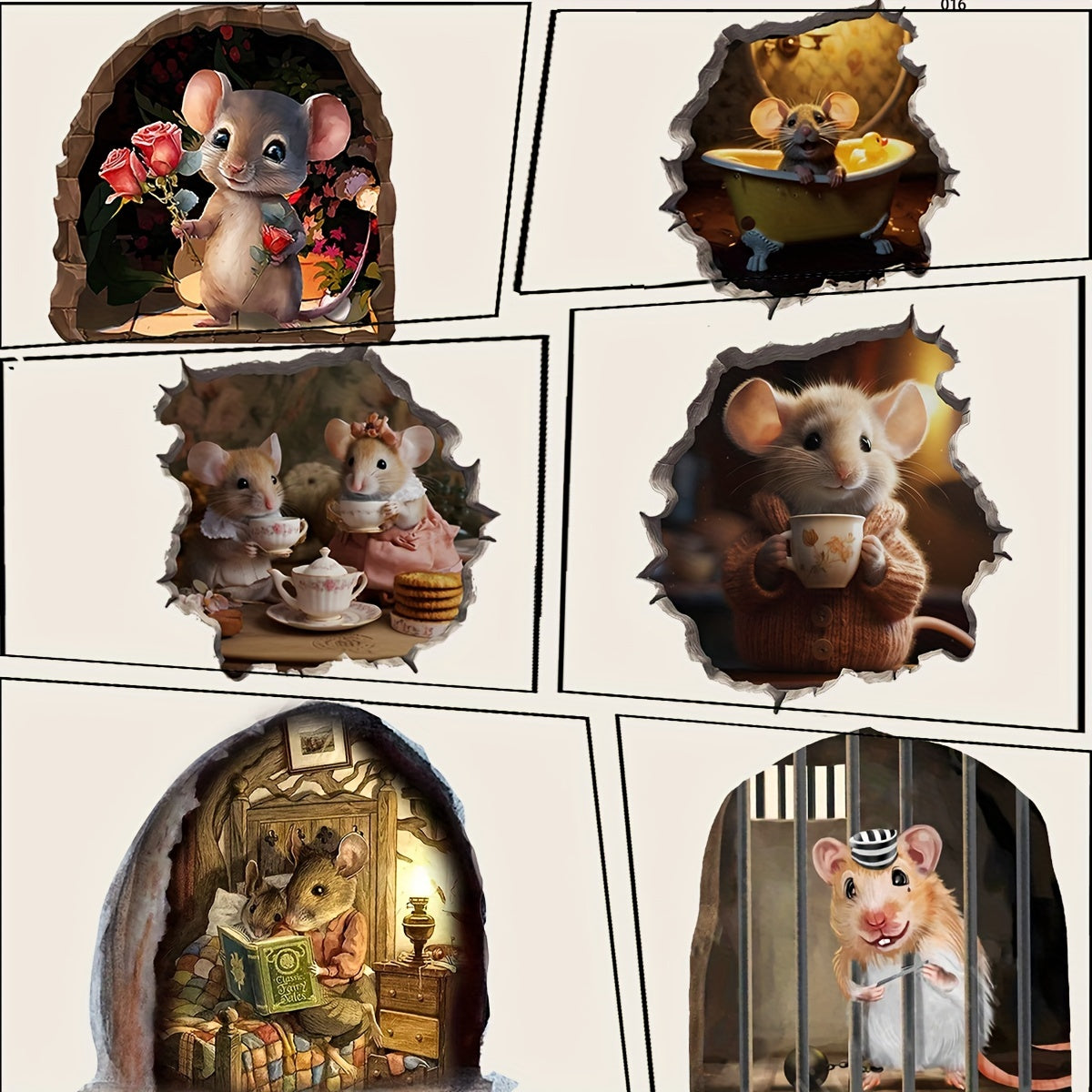 2pcs Funny Mouse Stickers Waterproof Adhesive Decoration