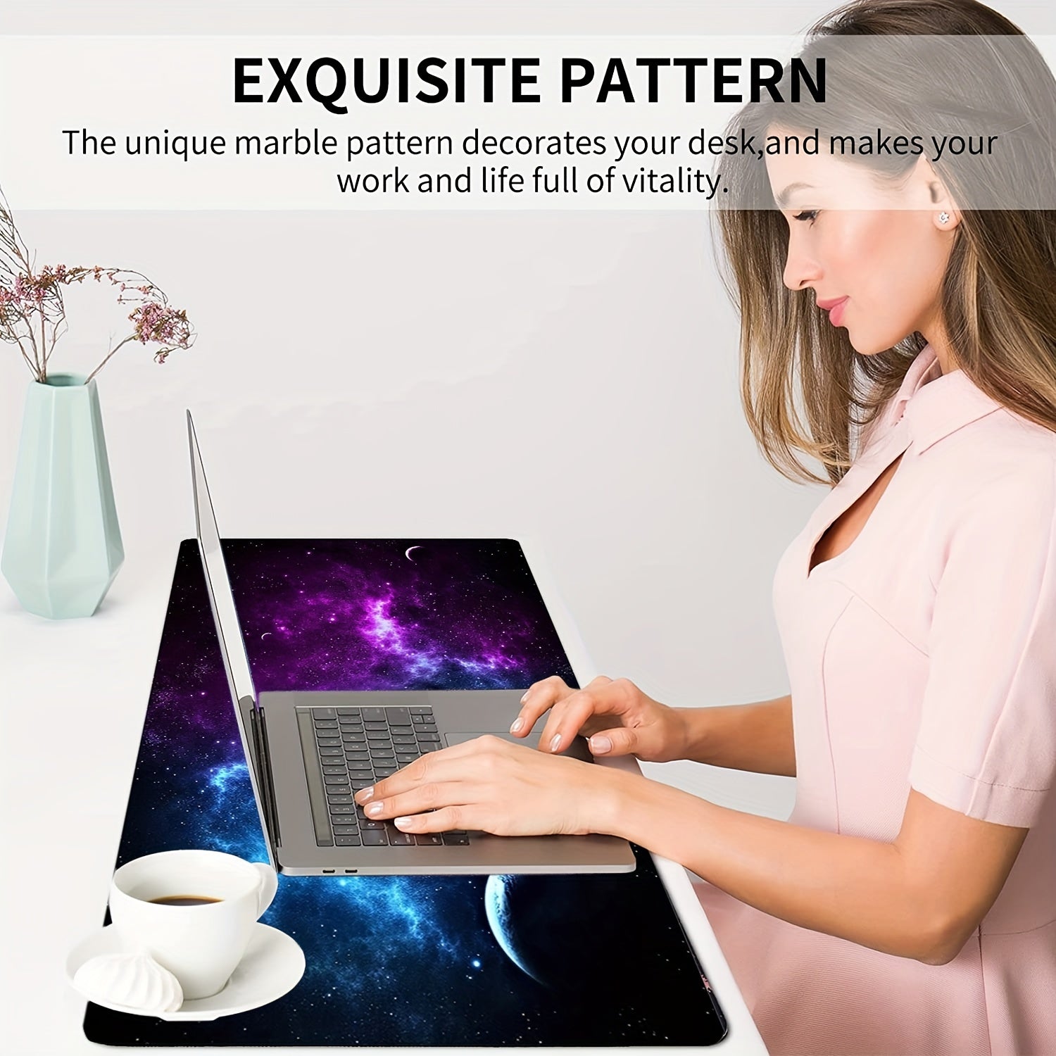 Purple Space Long Mouse Pad Large Galaxy Keyboard Mat