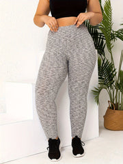  Sporty Leggings Women's Plus Solid Jacquard Elastic Hip Lifting