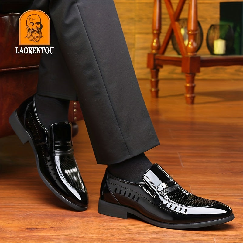 LAORENTOU Men's Leather Loafer Shoes Lightweight Non Slip Formal Shoes