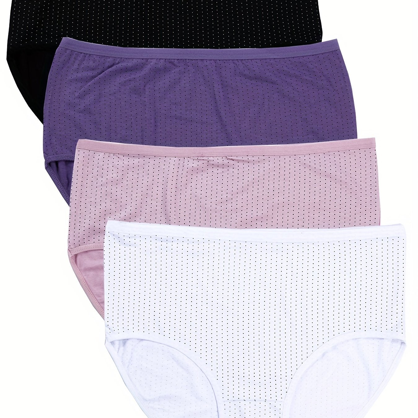 4 Pack Women's Plus Size Dot Print Underwear Set