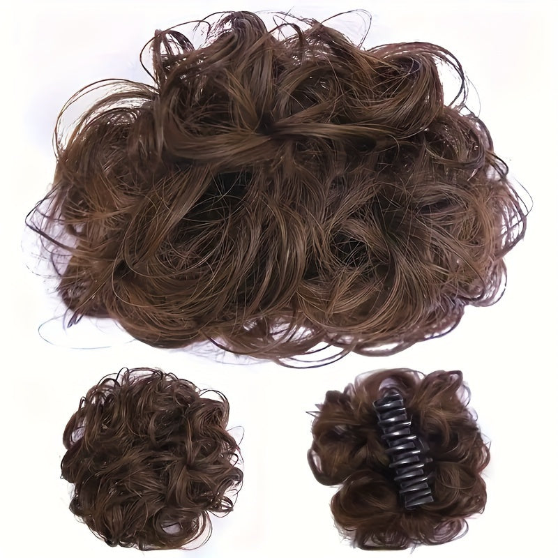 Wavy Curly Claw Clip In Bun Hair Piece Tousled Updo Hairpiece