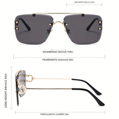 Rimless Sunglasses Star Decor Metal Glasses UV400