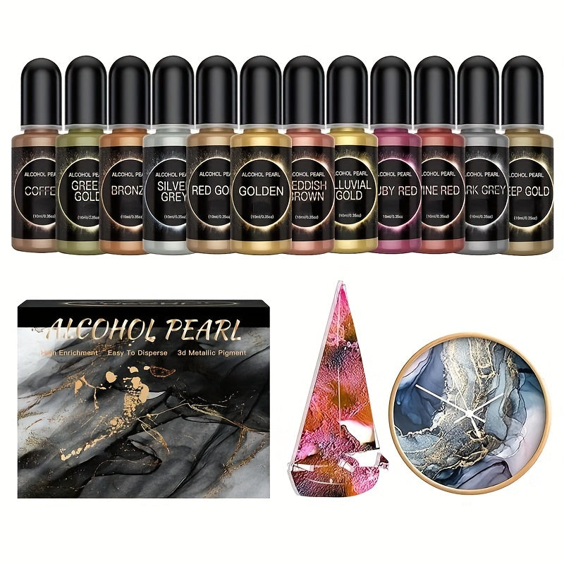 12PC Alcohol Ink Resin Pigment Set for DIY Jewelry Making