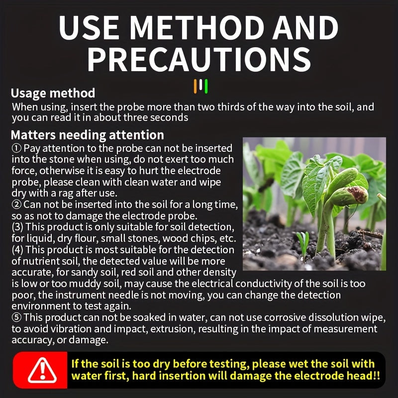 3-in-1 Soil Tester: Accurate PH and Humidity Readings
