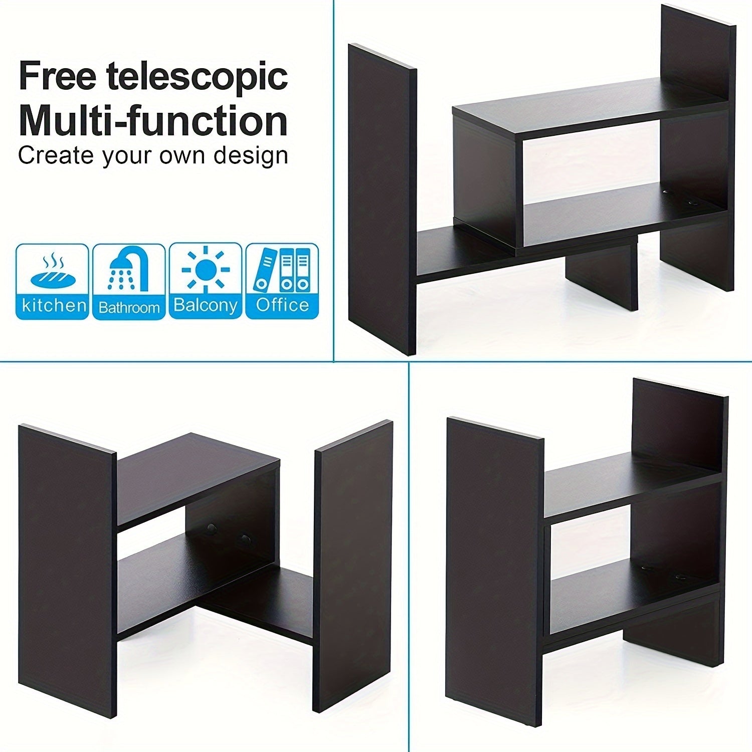 Desktop Bookshelf Office Retractable Storage Bookcase