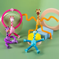 4pcs Giraffe Robot Stretch Toys DIY Transformable Relax Figures