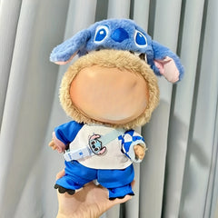 6pcs Labubu Stitch Doll Clothing Set Overalls Accessories Toy