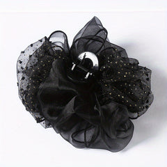Organza Hair Claw Rhinestone Nonslip Ponytail Holder