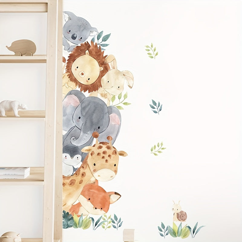 Cartoon Peep Animals Wall Stickers Elephant Giraffe Rabbit Vinyl Decal