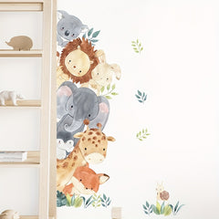 Cartoon Peep Animals Wall Stickers Elephant Giraffe Rabbit Vinyl Decal