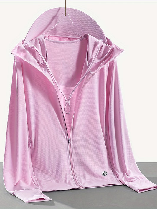 Women's Sunshade Hooded Shirts Drawstring Long Sleeve Cover Up
