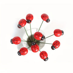 10pcs Wooden Ladybug Garden Decorations Bionic Ladybug Wall Decor
